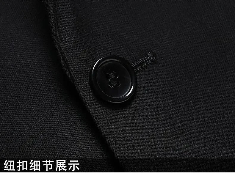 Suits for Men Korean Fashion Long Sleeve Slim Fit Wedding Business Blazer Black