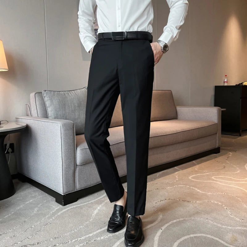 Suits for Men Korean Fashion Long Sleeve Slim Fit Wedding Business Blazer Black