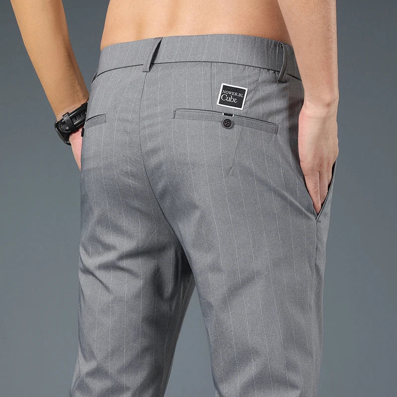 Fashion Casual Pants Men Slim Straight Classic