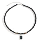 Men's stone bead necklace, hip-hop style, unique and high-end, simple and individualistic, collarbone chain accessory