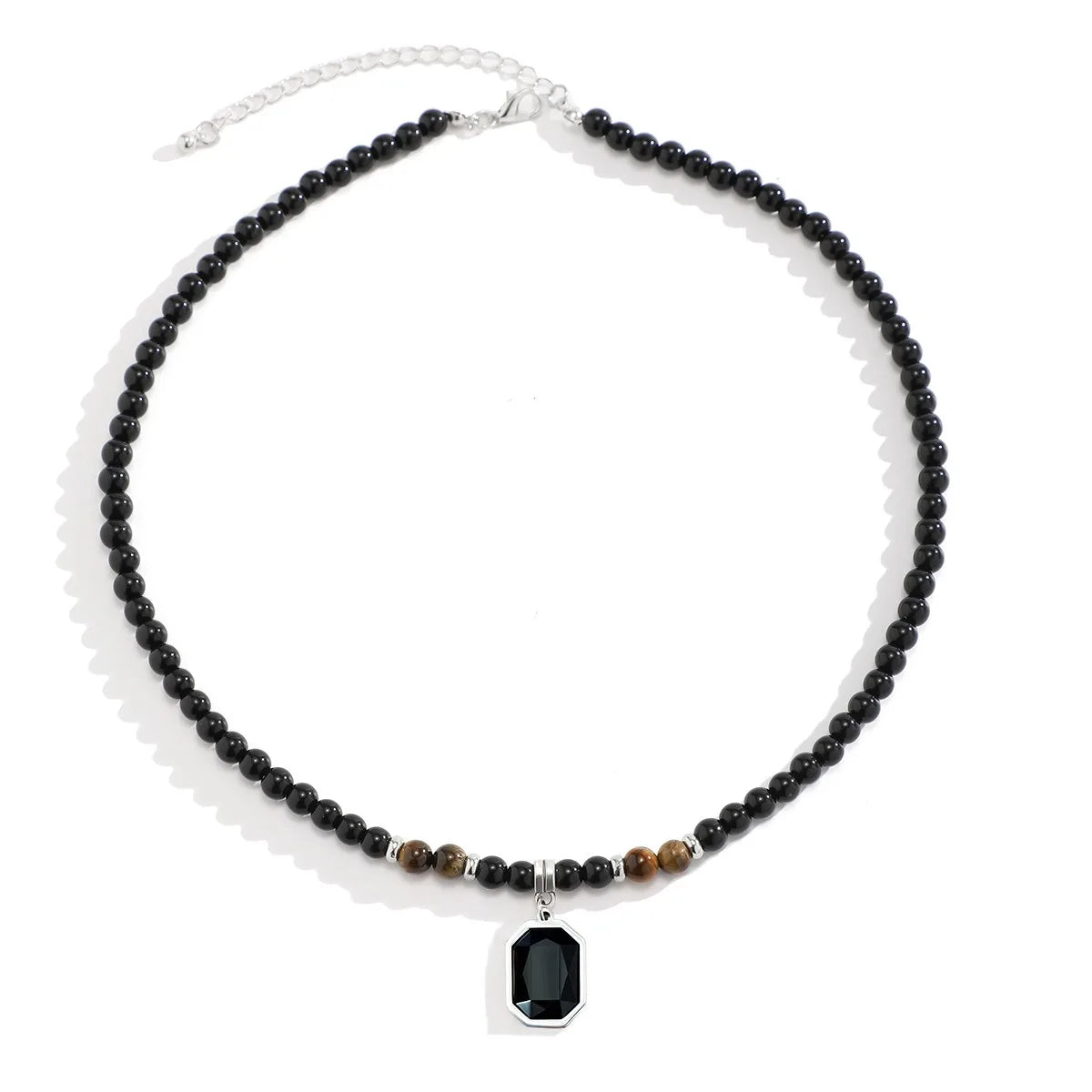 Men's stone bead necklace, hip-hop style, unique and high-end, simple and individualistic, collarbone chain accessory