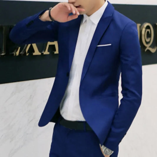 Jacket Suit Coat Men's Formal Casual Cotton blends Business One Button Outwear Lightweight Stylish Slim Fit Suitable