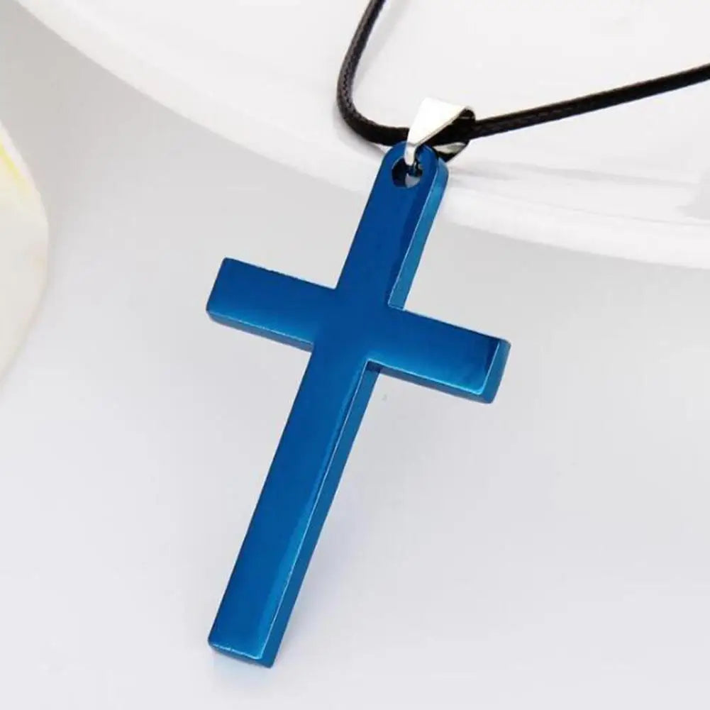 Fashion Necklace for Men Simple Cross Pendant Alloy Necklace Chain Jewelry Christmas Day Gift