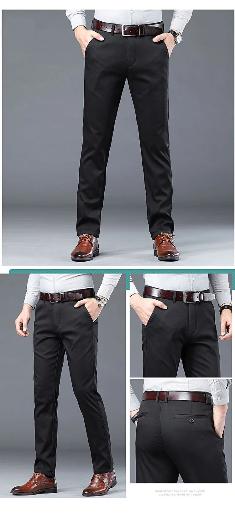 Summer Thin Men's Slim Suit Pants Fashion Business Casual Cotton Green Black Khaki Trousers Male Brand Clothing 30-40