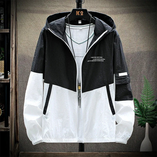 Men Ultra-Light UV Sun Protection Big Size Hooded Windbreaker Jacket