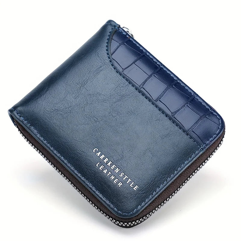 Leather Men’s Wallet Luxury Mens Purse Male Zipper Card Holders with Coin Pocket