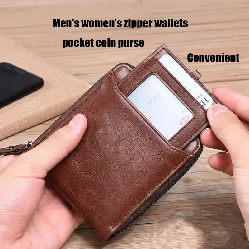 Zipper wallet multifunctional leather wallet credit card holder bag for men and women coin purse