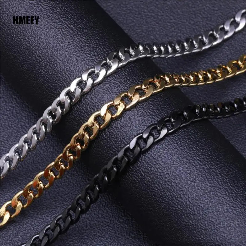 Hemery Stainless Steel Chain Necklace Long Hip Hop for Men on The Neck Fashion Jewelry Gift Accessories Silver Color Choker