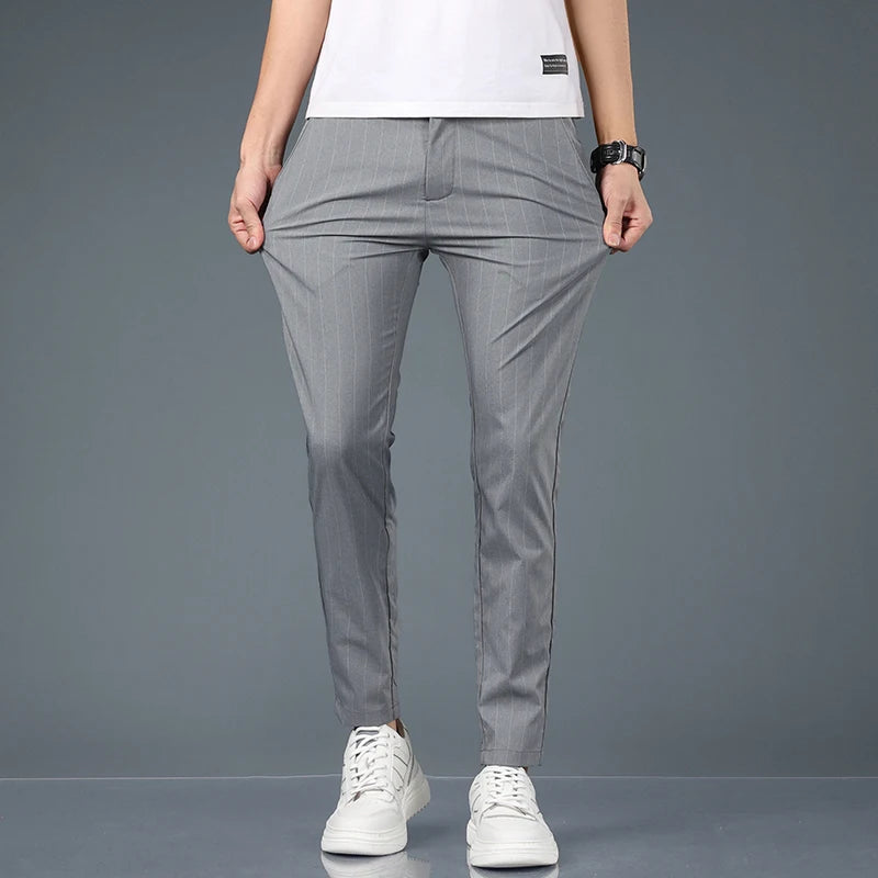 Fashion Casual Pants Men Slim Straight Classic
