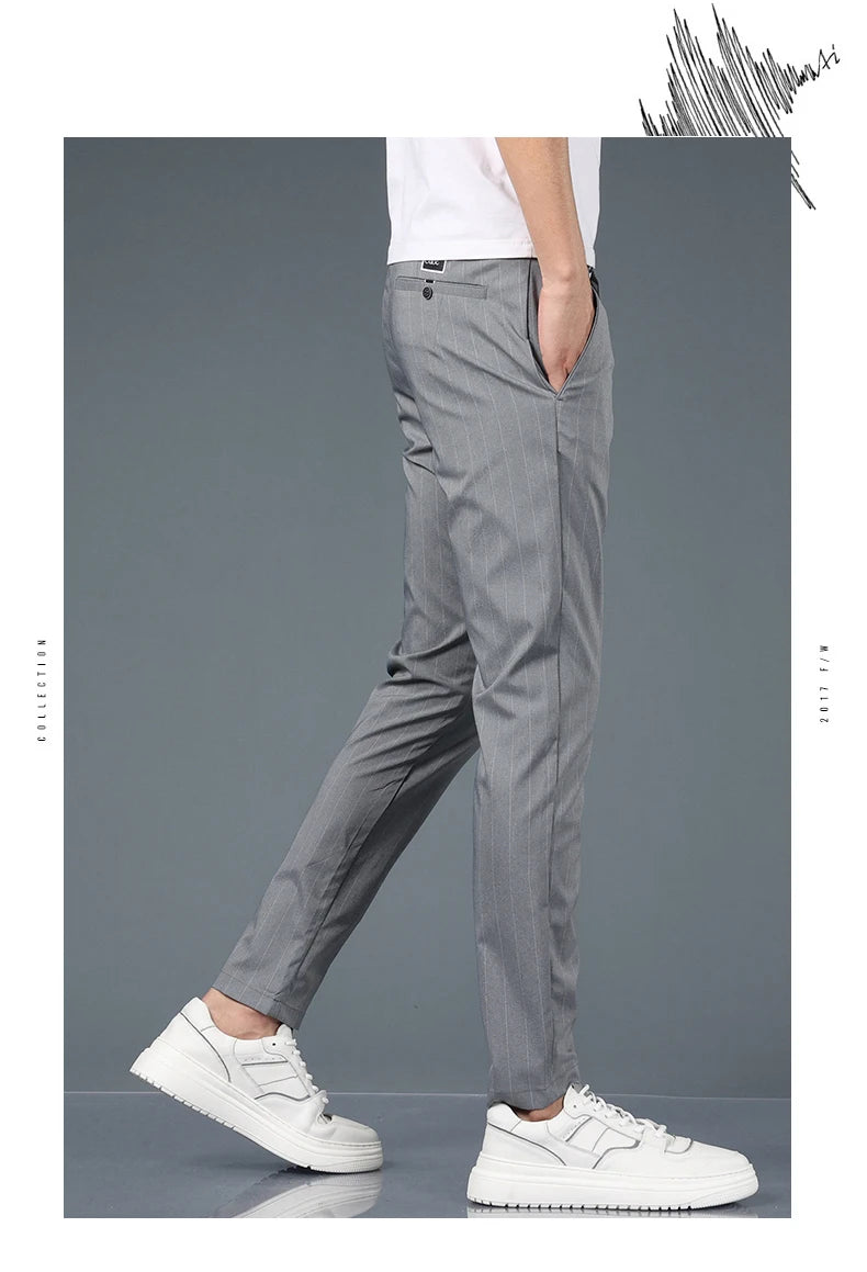 Fashion Casual Pants Men Slim Straight Classic