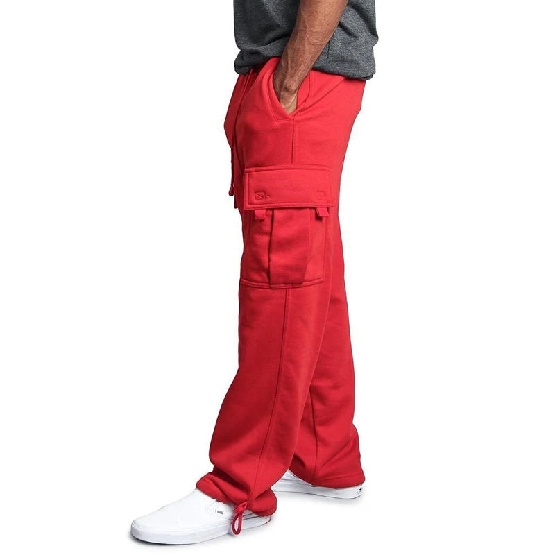Men's Sweatpants Straight Fit Joggers Multi-Pocket Pants