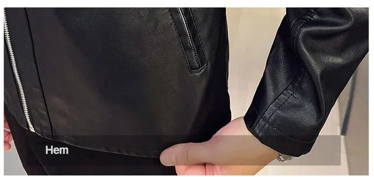 Jacket Casual Stand Collar Solid Color White Black Leather Jacket Zip Up PU Coat