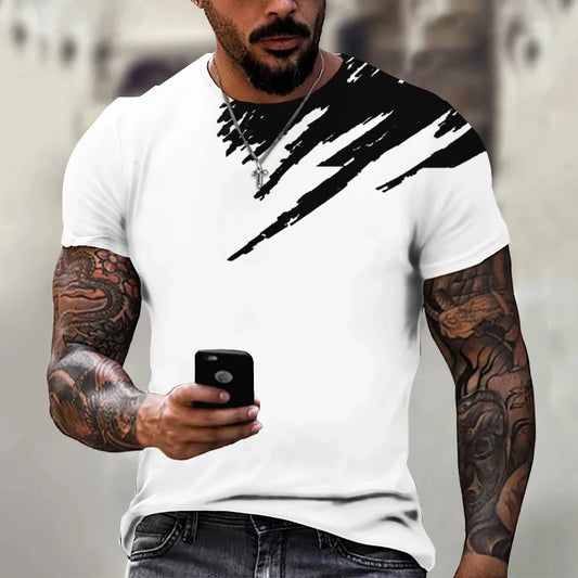 Men's T-shirt Trendy New Design Black And White Color Art 3D