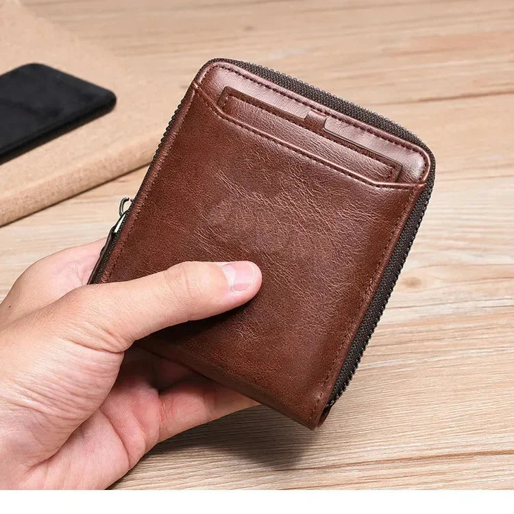 Zipper wallet multifunctional leather wallet credit card holder bag for men and women coin purse