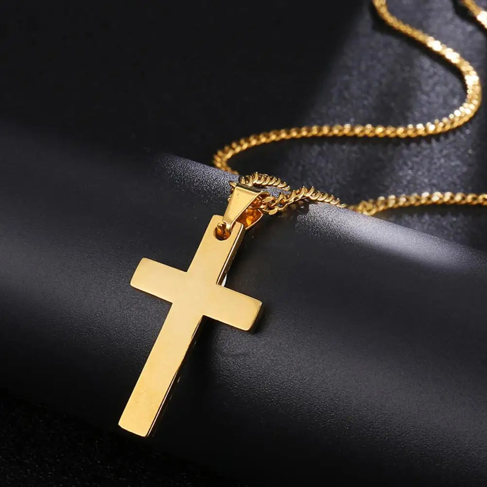 Fashion Necklace for Men Simple Cross Pendant Alloy Necklace Chain Jewelry Christmas Day Gift