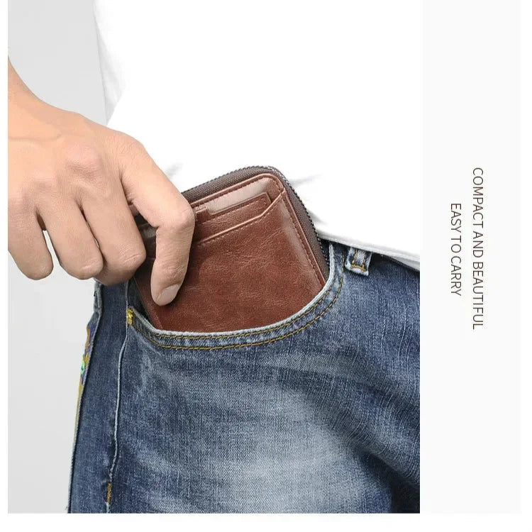 Zipper wallet multifunctional leather wallet credit card holder bag for men and women coin purse