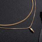 KunJoe 2pcs/set Stainless Steel Metal Rivet Pendant Thin Snake Chain Necklace for Men Punk Silver Color Cuban Link Chain Choker