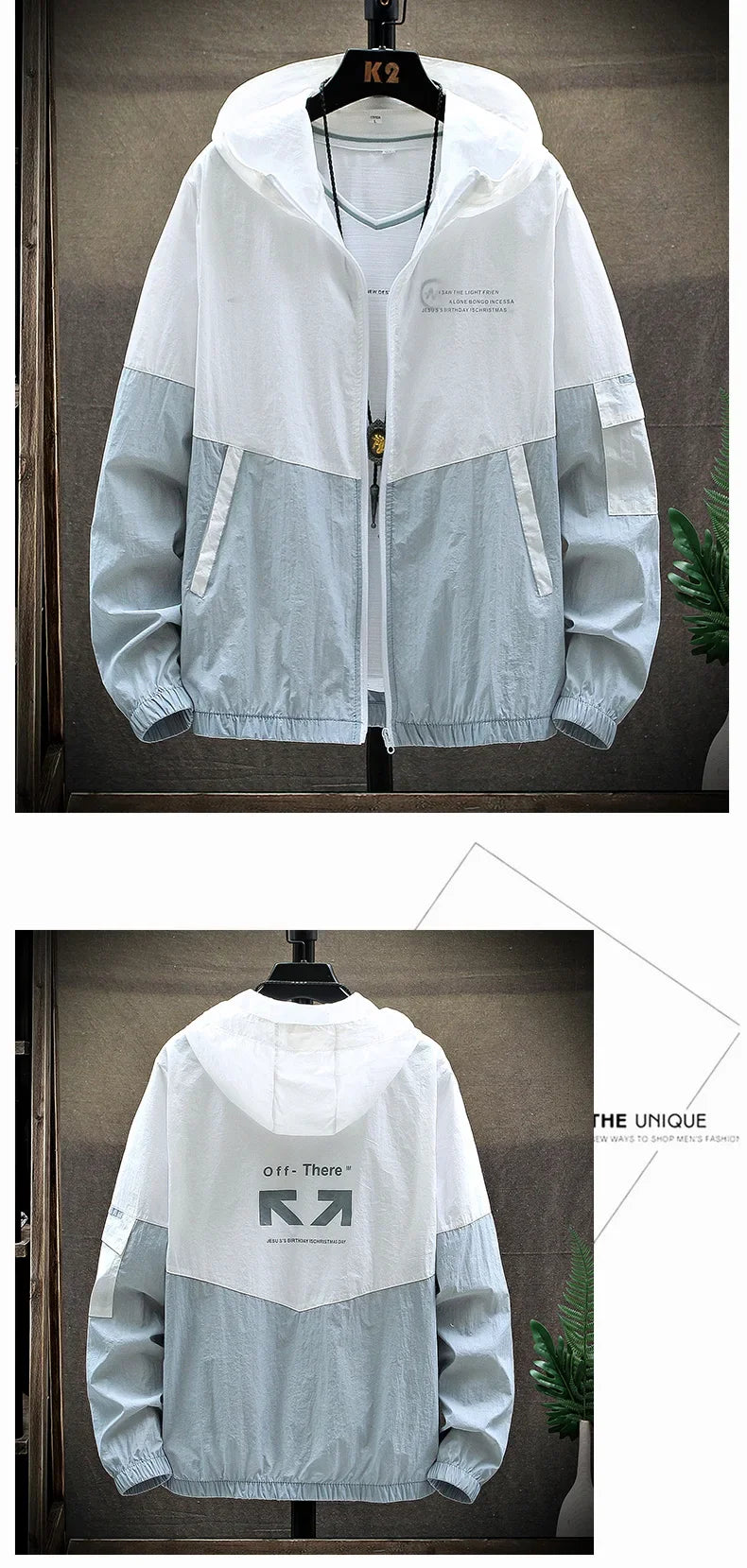 Men Ultra-Light UV Sun Protection Big Size Hooded Windbreaker Jacket