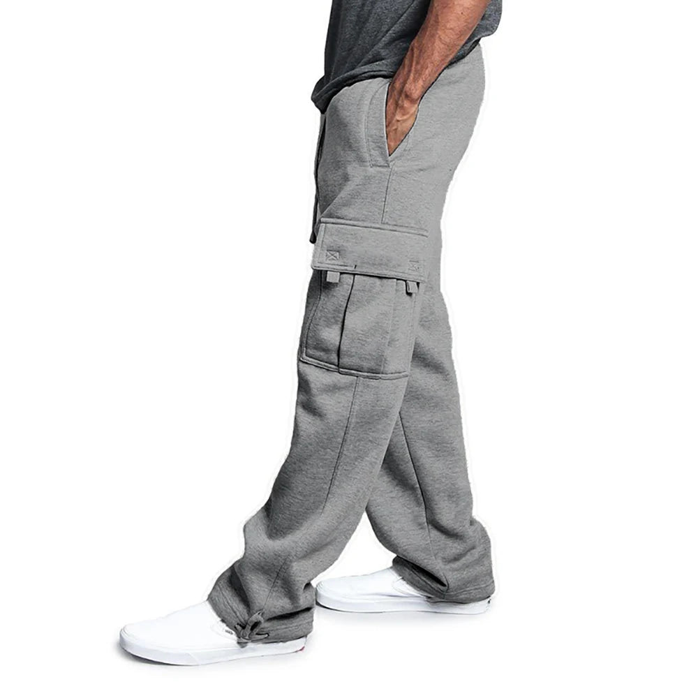 Men's Sweatpants Straight Fit Joggers Multi-Pocket Pants