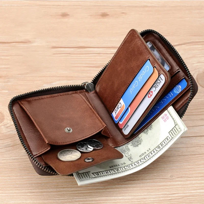 Zipper wallet multifunctional leather wallet credit card holder bag for men and women coin purse