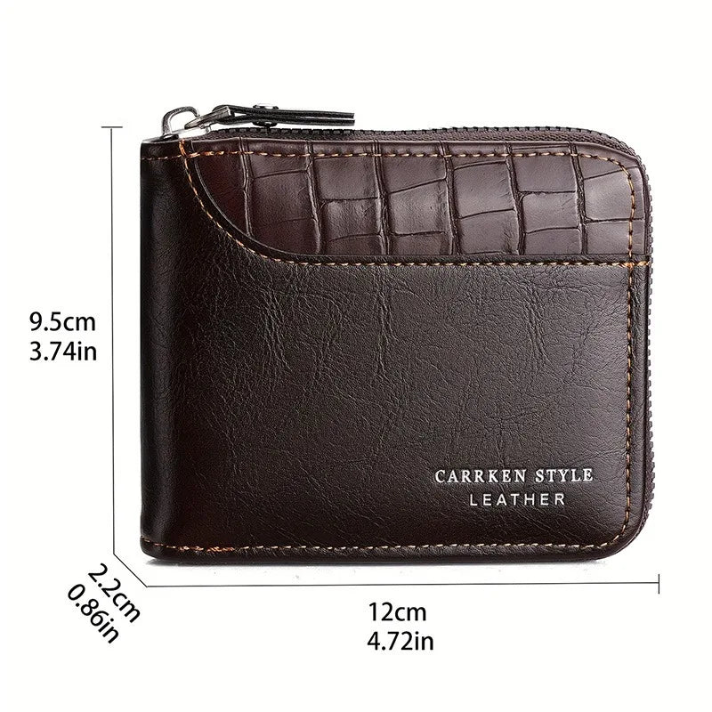 Leather Men’s Wallet Luxury Mens Purse Male Zipper Card Holders with Coin Pocket