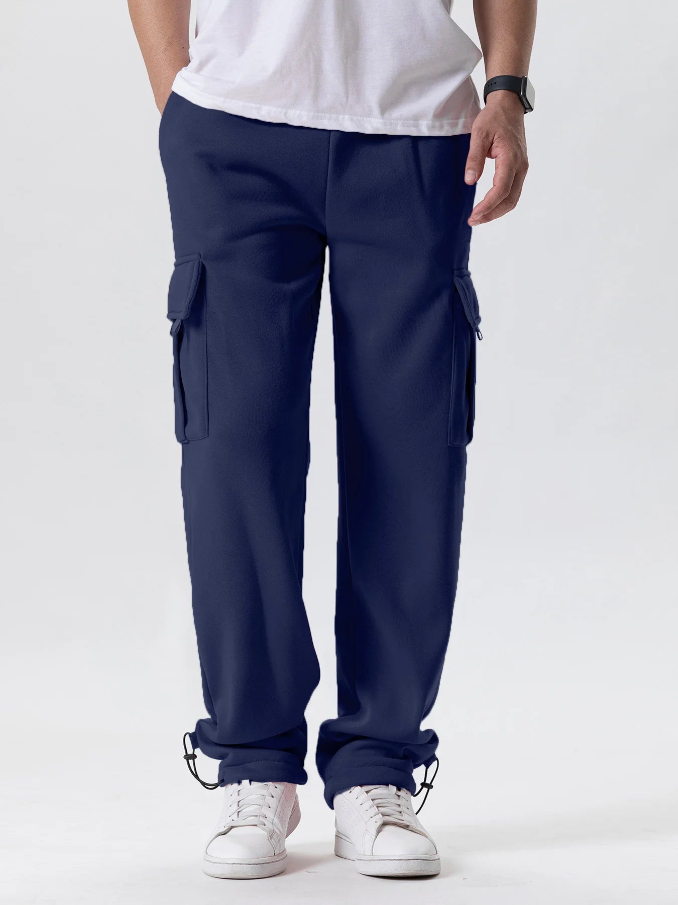 Men's Sweatpants Straight Fit Joggers Multi-Pocket Pants