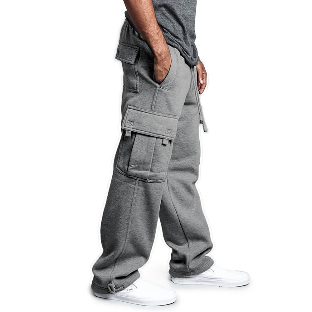 Men's Sweatpants Straight Fit Joggers Multi-Pocket Pants