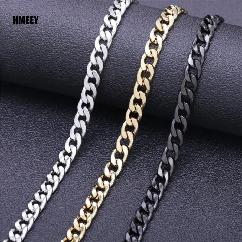 Hemery Stainless Steel Chain Necklace Long Hip Hop for Men on The Neck Fashion Jewelry Gift Accessories Silver Color Choker