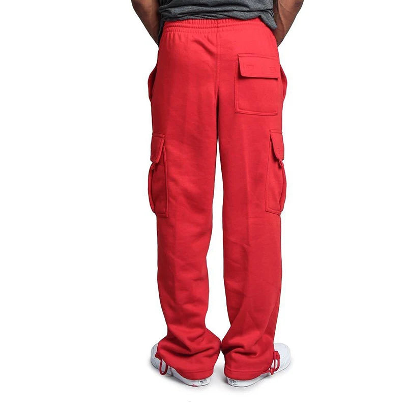 Men's Sweatpants Straight Fit Joggers Multi-Pocket Pants
