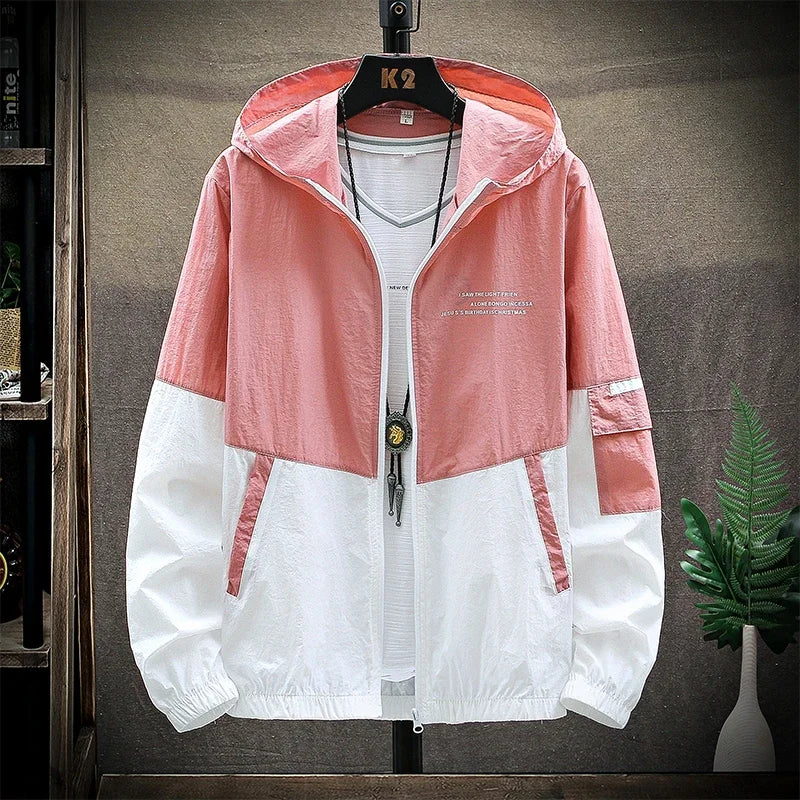 Men Ultra-Light UV Sun Protection Big Size Hooded Windbreaker Jacket
