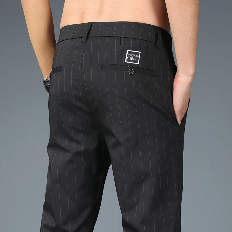Fashion Casual Pants Men Slim Straight Classic
