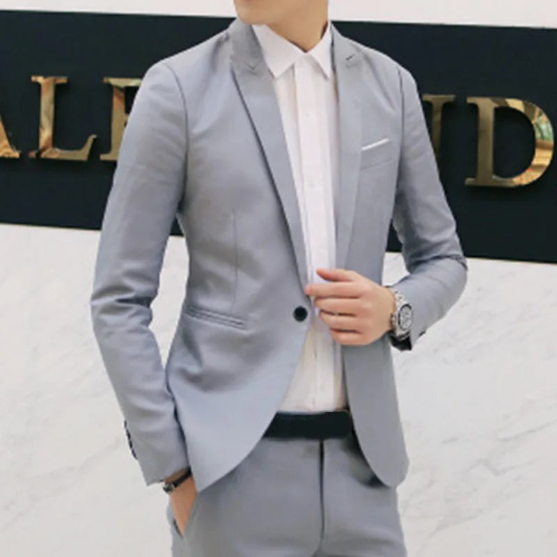 Jacket Suit Coat Men's Formal Casual Cotton blends Business One Button Outwear Lightweight Stylish Slim Fit Suitable