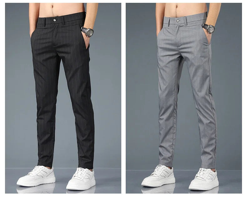 Fashion Casual Pants Men Slim Straight Classic