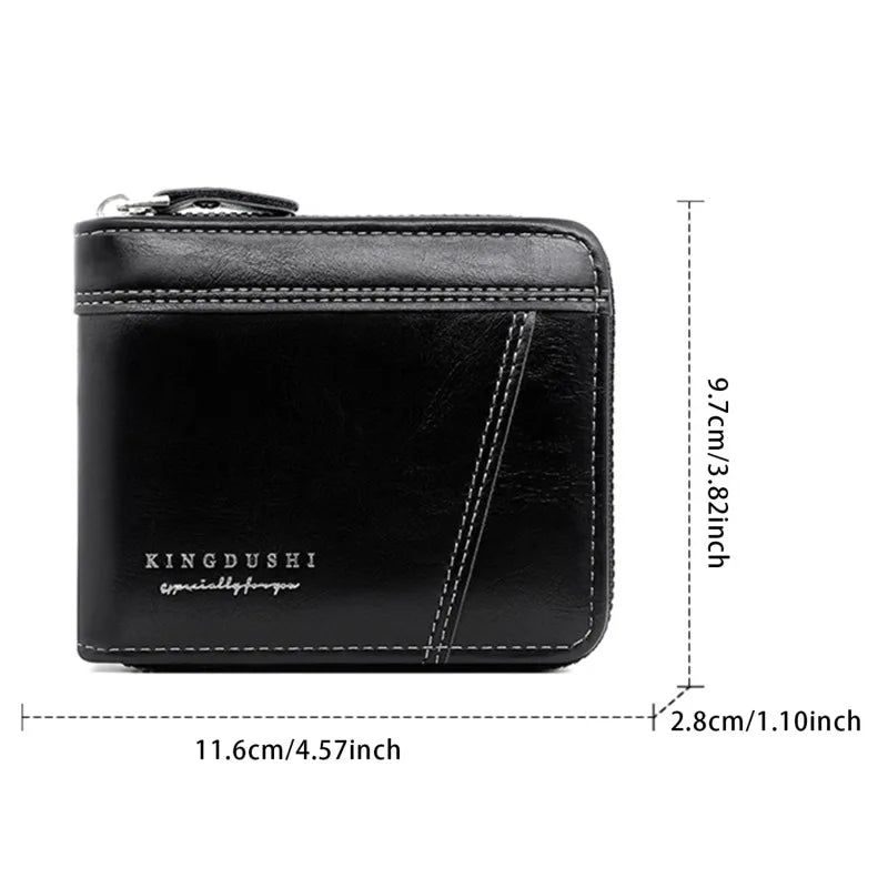 Leather Men’s Wallet Luxury Mens Purse Male Zipper Card Holders with Coin Pocket