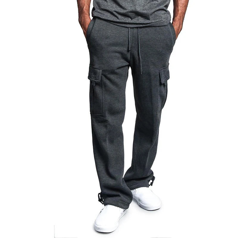 Men's Sweatpants Straight Fit Joggers Multi-Pocket Pants