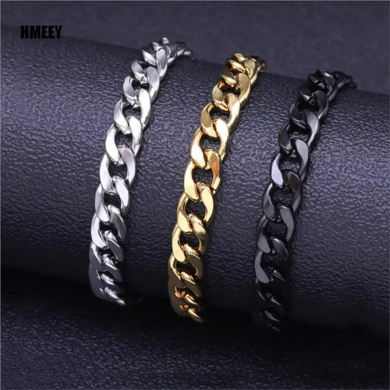 Hemery Stainless Steel Chain Necklace Long Hip Hop for Men on The Neck Fashion Jewelry Gift Accessories Silver Color Choker