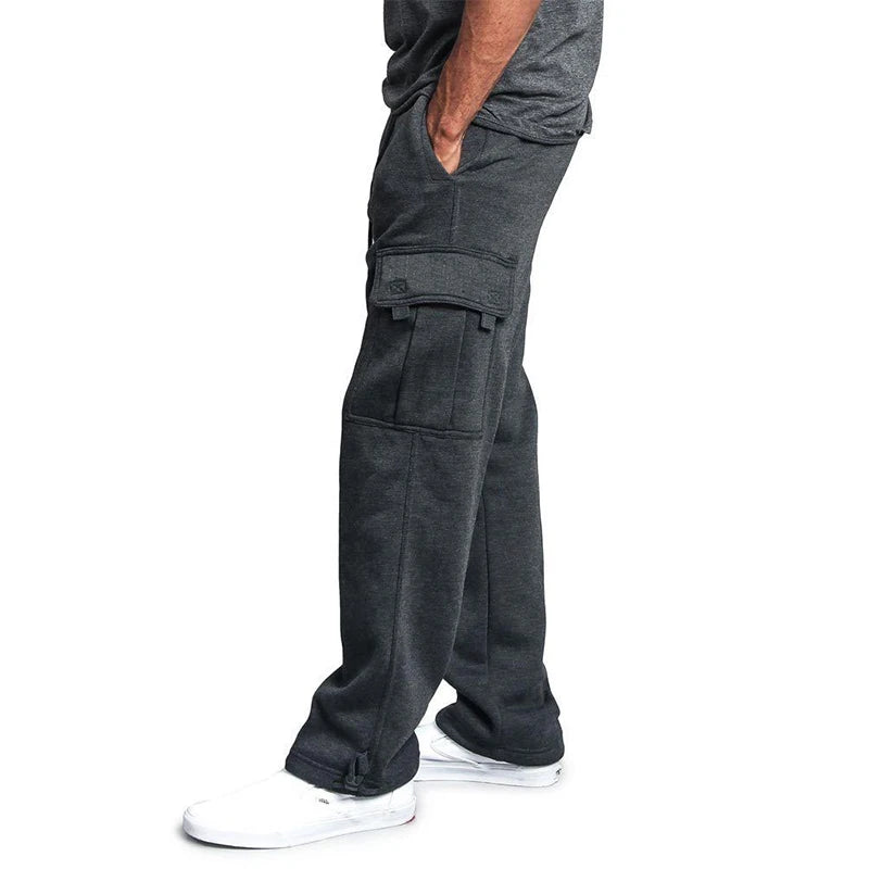 Men's Sweatpants Straight Fit Joggers Multi-Pocket Pants