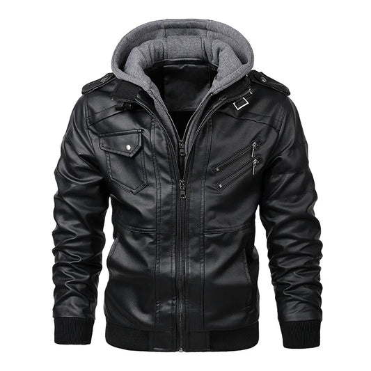 New Men's Leather Jackets Autumn Casual Biker Leather Coats