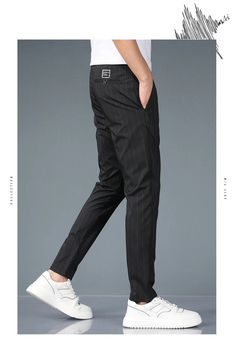 Fashion Casual Pants Men Slim Straight Classic