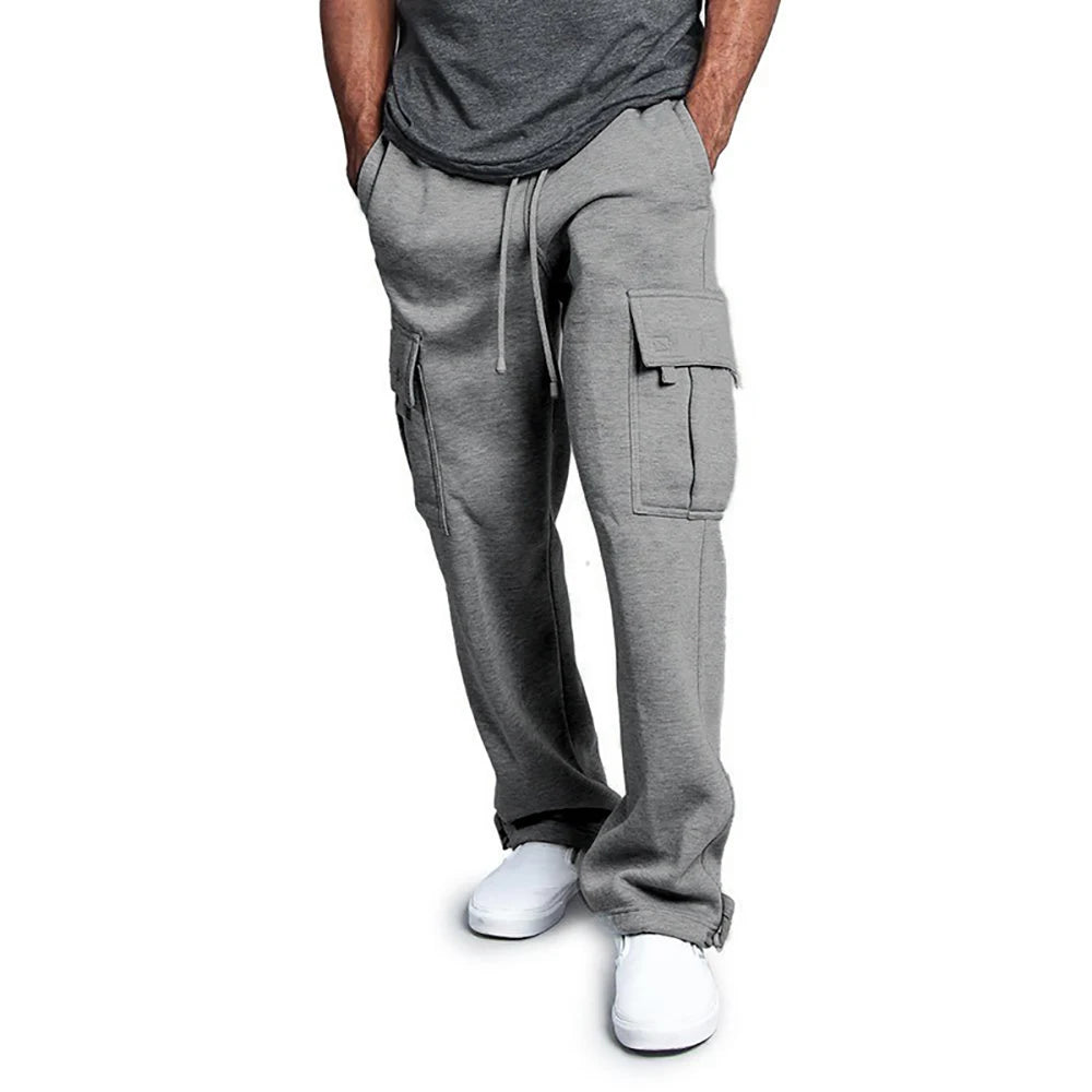 Men's Sweatpants Straight Fit Joggers Multi-Pocket Pants