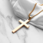 Fashion Necklace for Men Simple Cross Pendant Alloy Necklace Chain Jewelry Christmas Day Gift