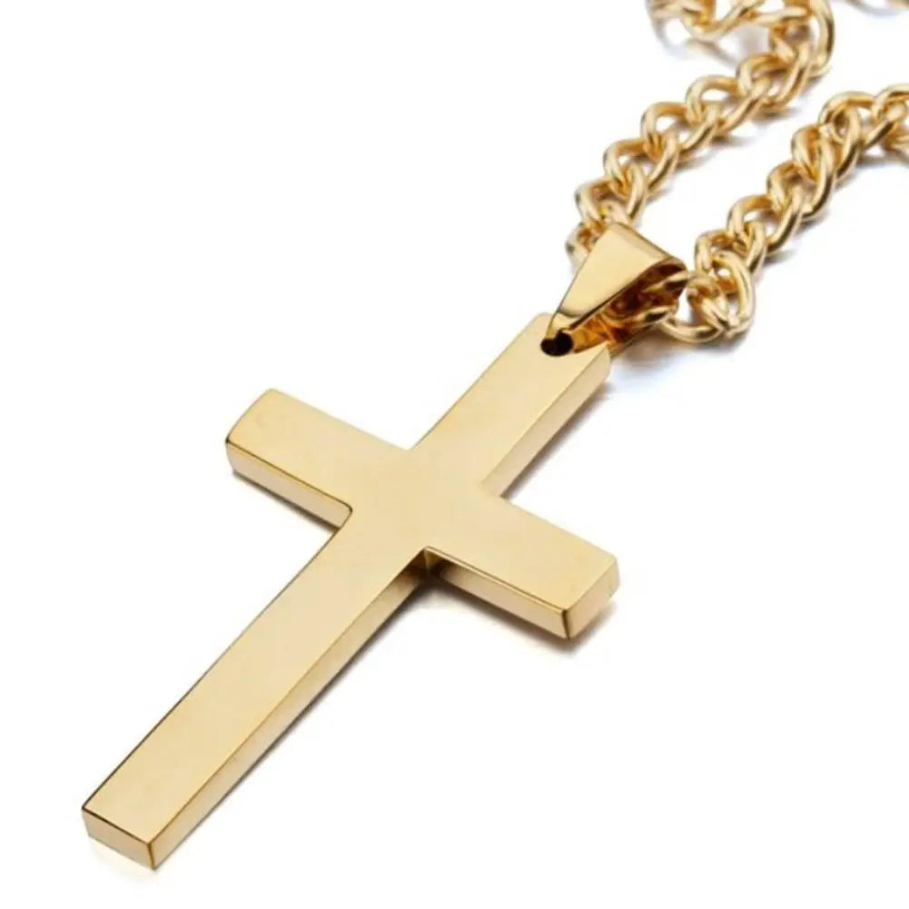Fashion Necklace for Men Simple Cross Pendant Alloy Necklace Chain Jewelry Christmas Day Gift