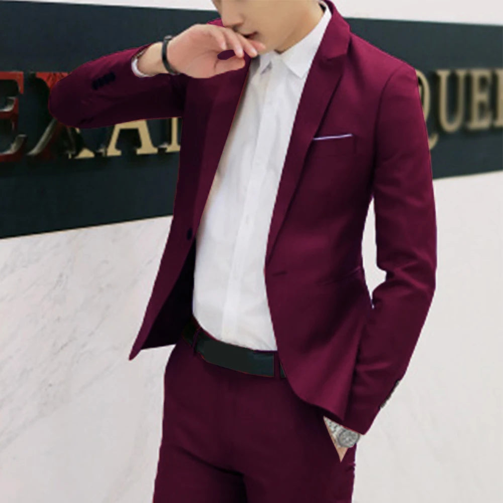 Jacket Suit Coat Men's Formal Casual Cotton blends Business One Button Outwear Lightweight Stylish Slim Fit Suitable