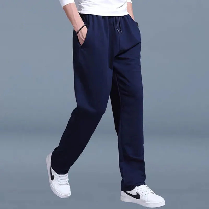 Casual Men's Pants Spring and Summer Slim-fit Thin Fashion Ice Silk Straight Pants Men's Jogger Nylon Quick-drying Sports Pants