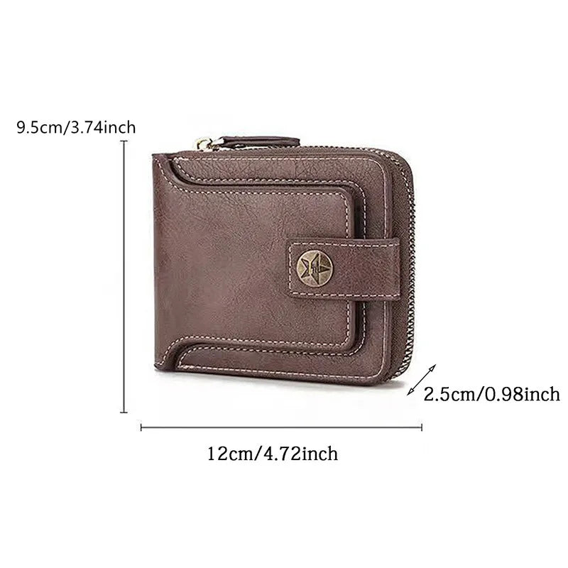 Leather Men’s Wallet Luxury Mens Purse Male Zipper Card Holders with Coin Pocket