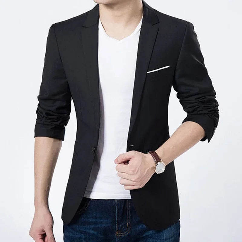 Jacket Suit Coat Men's Formal Casual Cotton blends Business One Button Outwear Lightweight Stylish Slim Fit Suitable