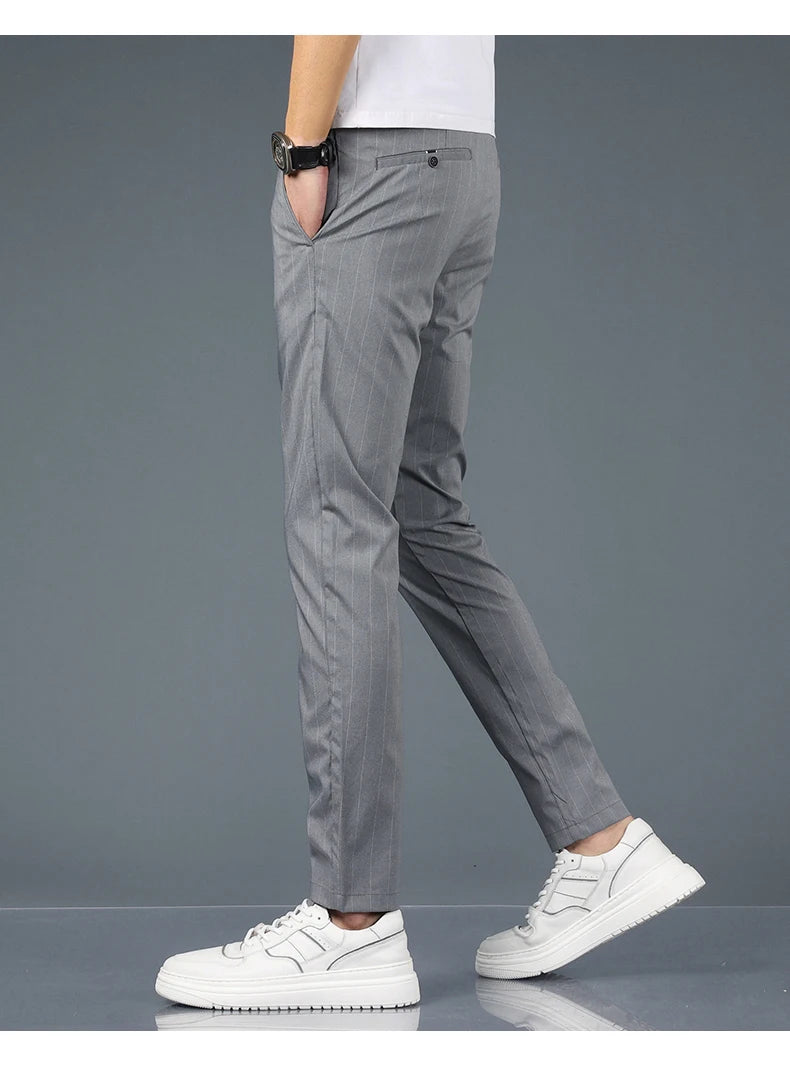 Fashion Casual Pants Men Slim Straight Classic