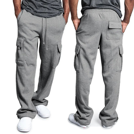 Men's Sweatpants Straight Fit Joggers Multi-Pocket Pants