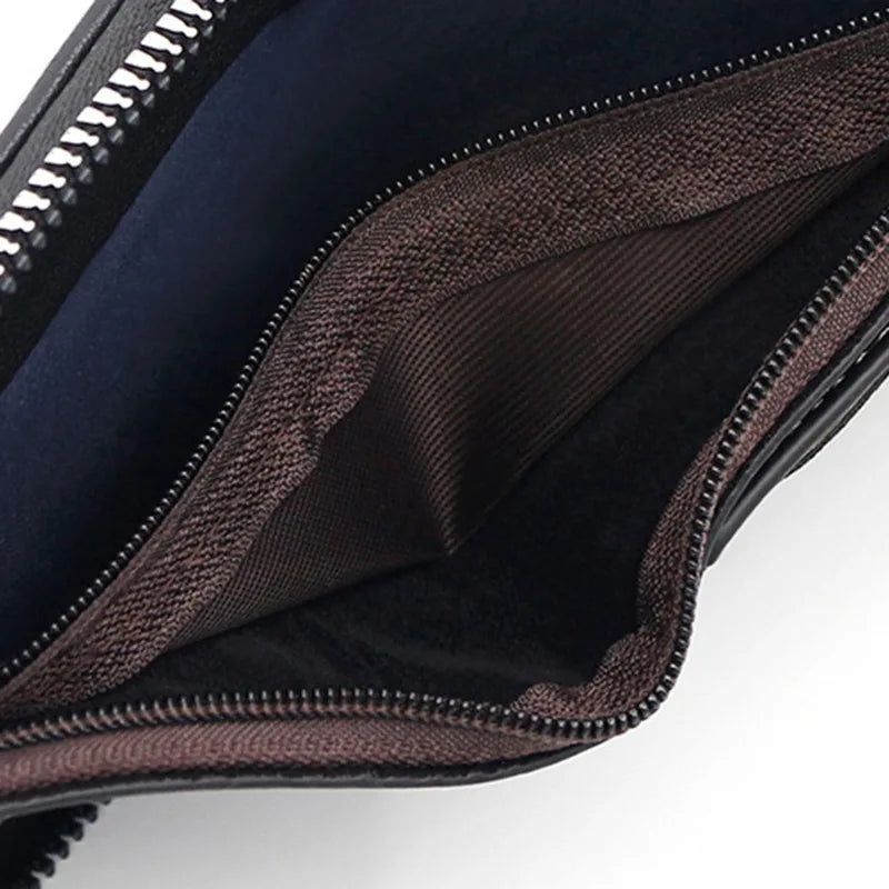 Leather Men’s Wallet Luxury Mens Purse Male Zipper Card Holders with Coin Pocket