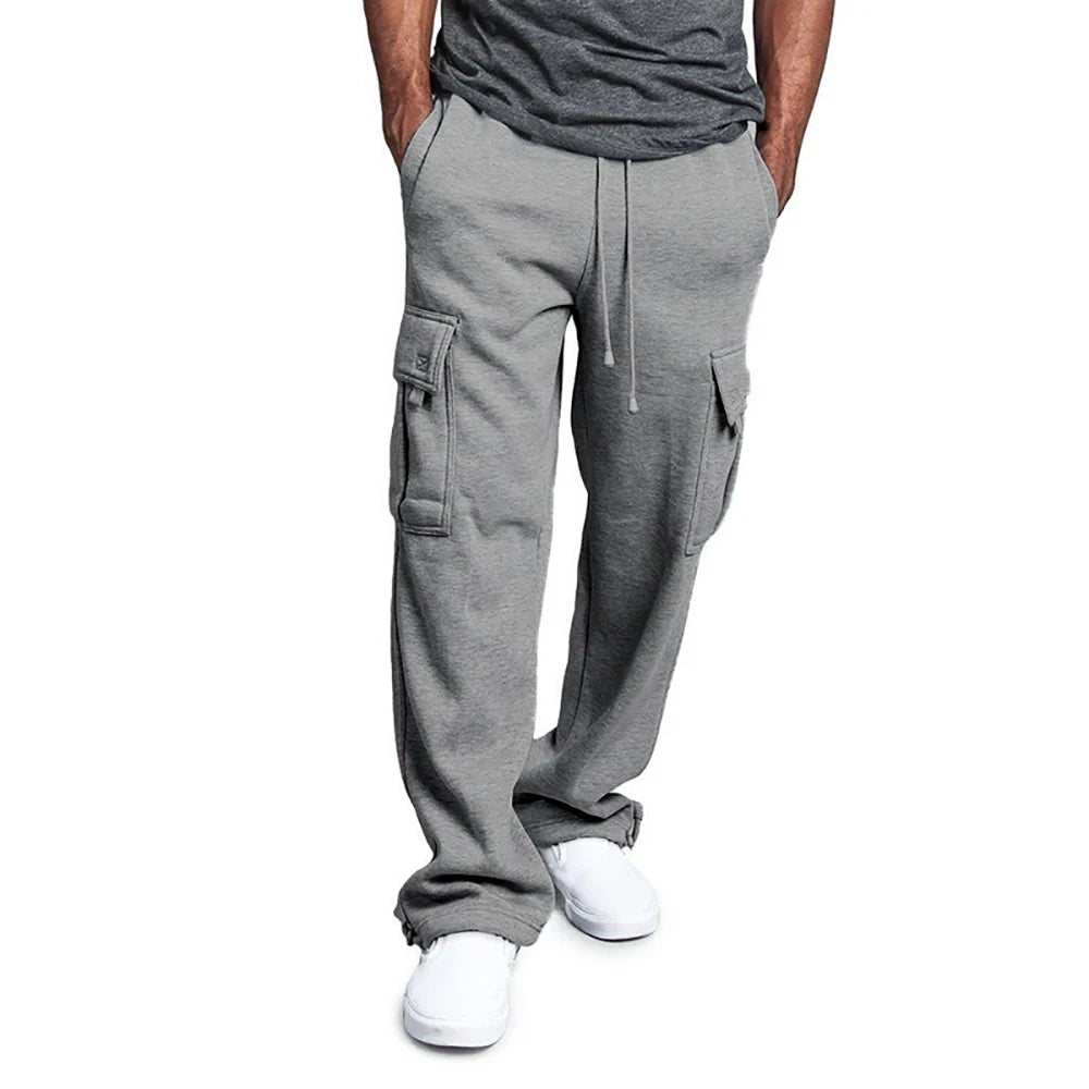 Men's Sweatpants Straight Fit Joggers Multi-Pocket Pants